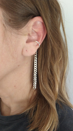 Sterling silver ear cuff set, Bola ear cuff