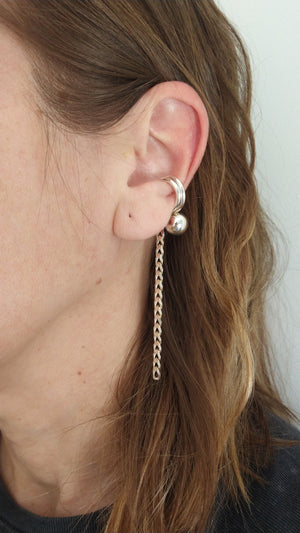 Sterling silver ear cuff set, Bola ear cuff