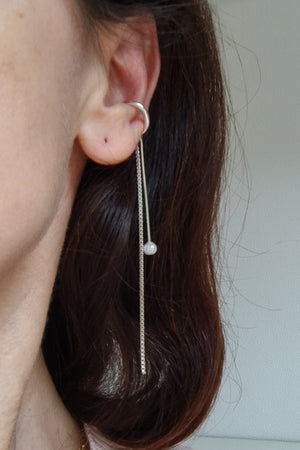 Sterling Silver Ear Cuff with Pearl