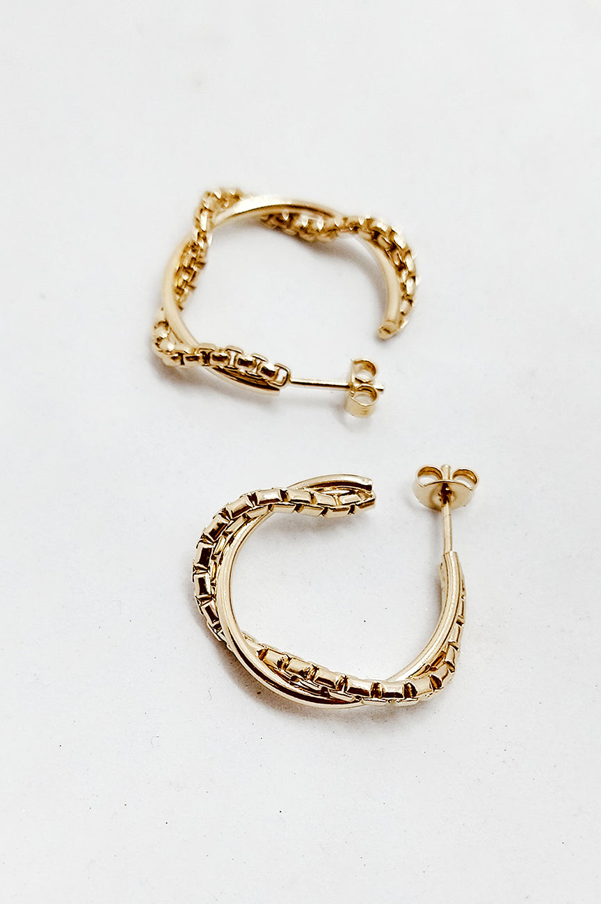 gold plated brass hoops, chain