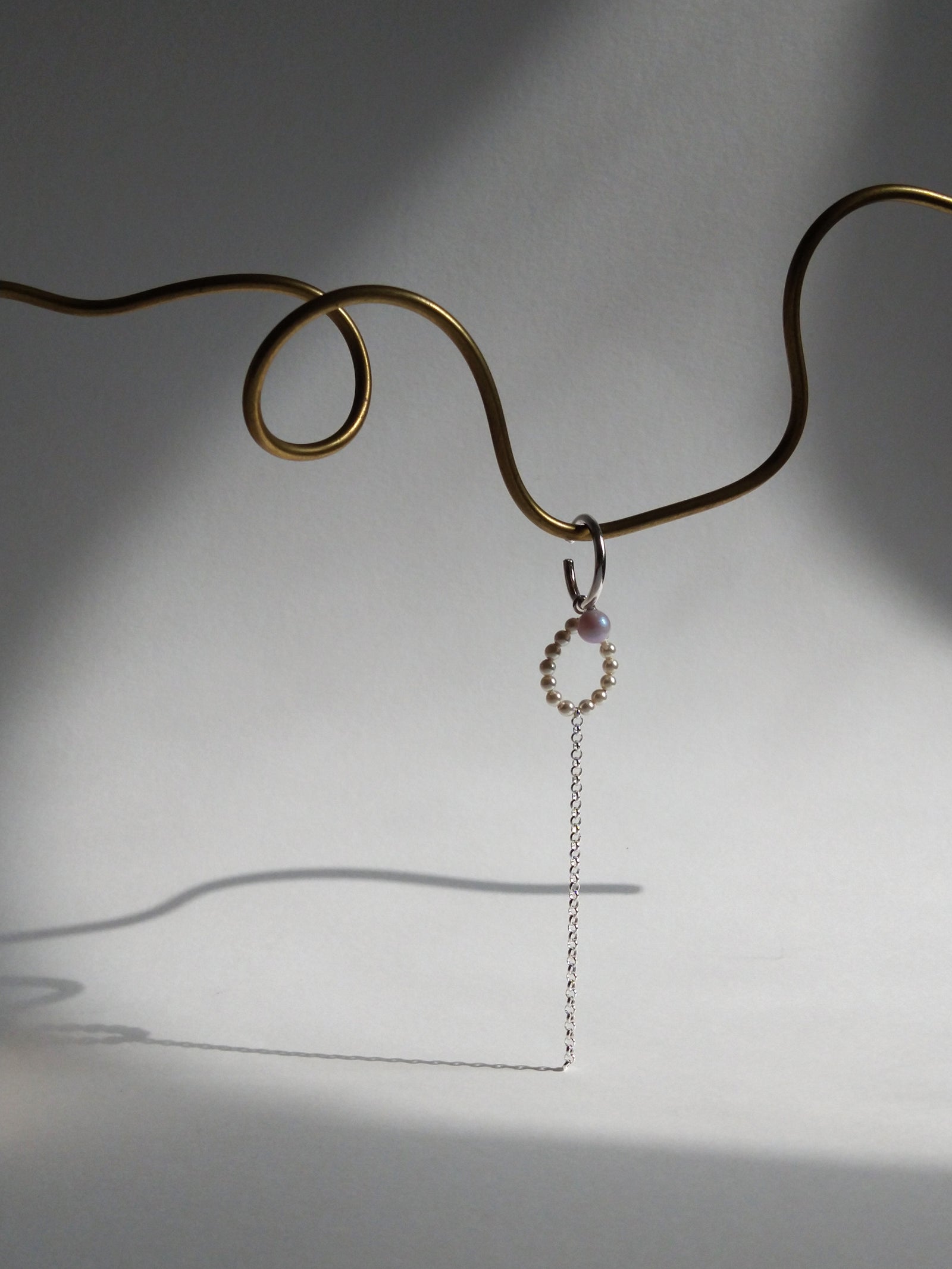 long sterling silver ear cuff, swarovsky crystal pearl