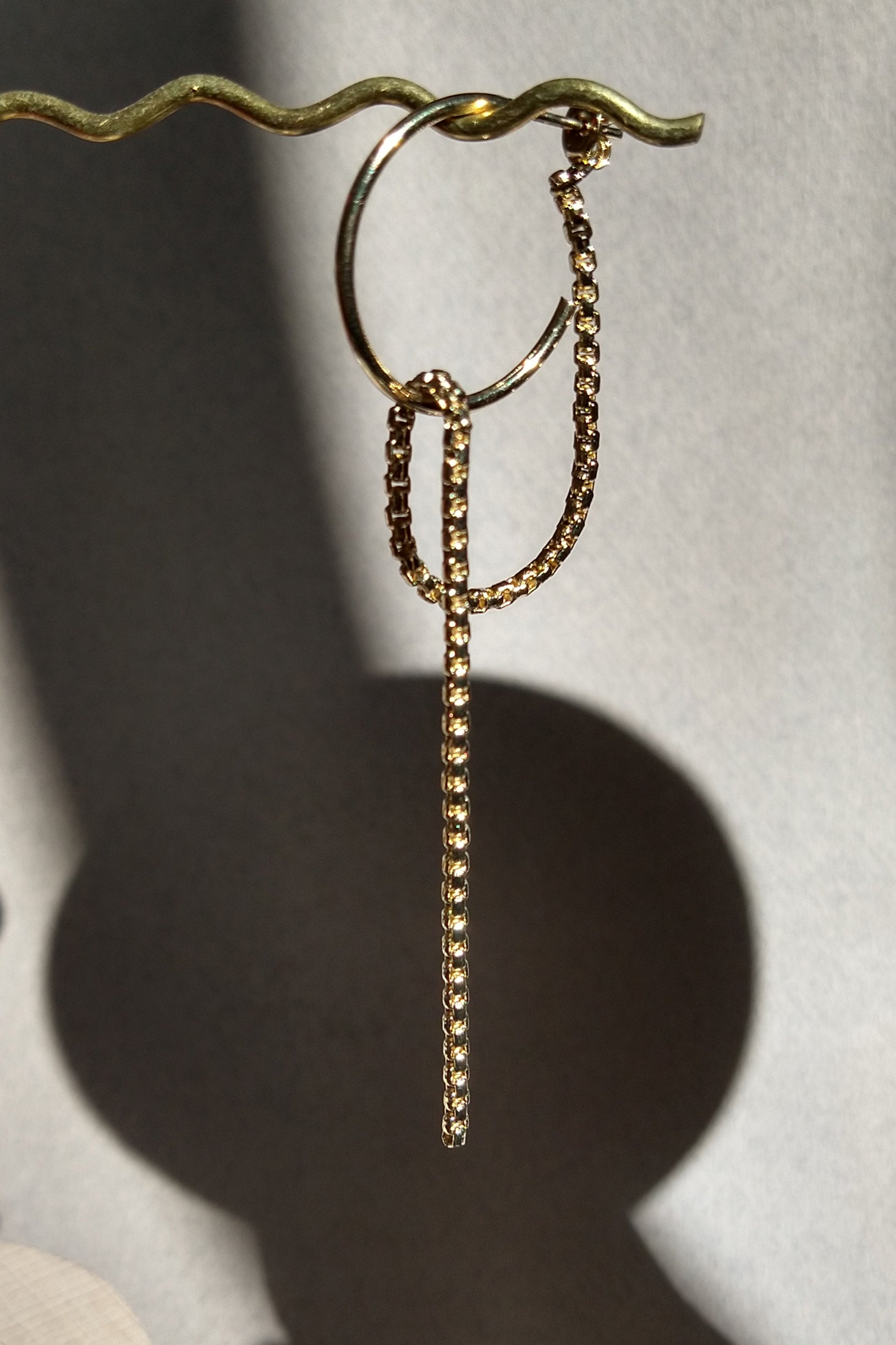 gold plated asymmetric earrings hoops