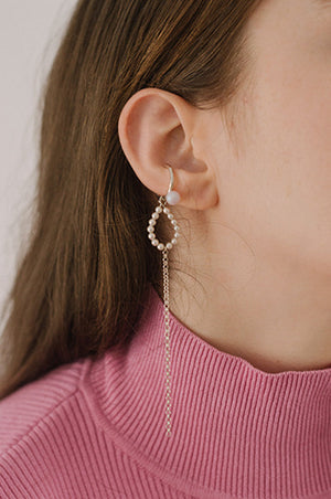 long sterling silver ear cuff, swarovsky crystal pearl