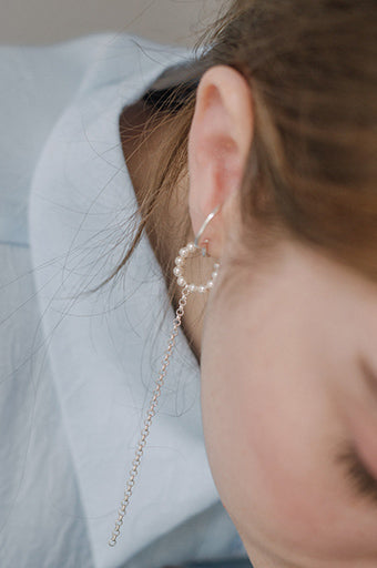 carla earrings, solid sterlir silver and swarovsky crystal pearls
